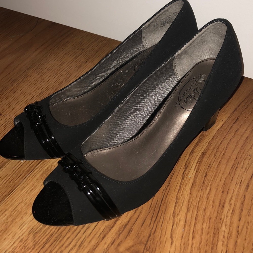Black Life Stride Open Toe Heels